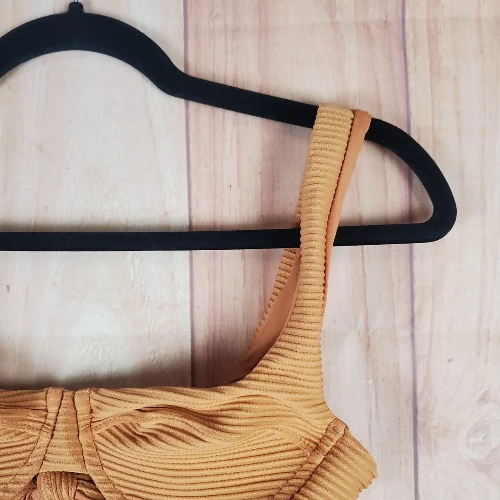 Lspace Sienna Eco Chic Repreve Nikita Bikini Top Women S Orange Stretch Swimwear